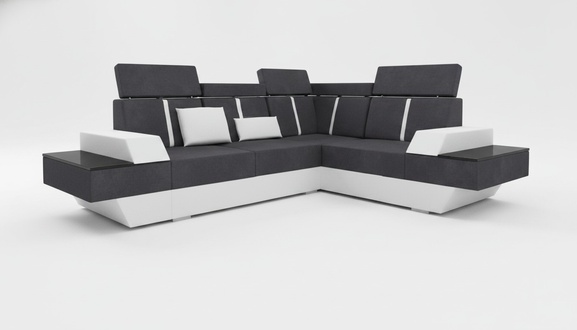 Design corner sofa + USB living area sofa corner sofa fabric leather custom-made new