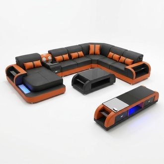 Design corner set leather sofa corner sofa luxury living area led sofa couch upholstery