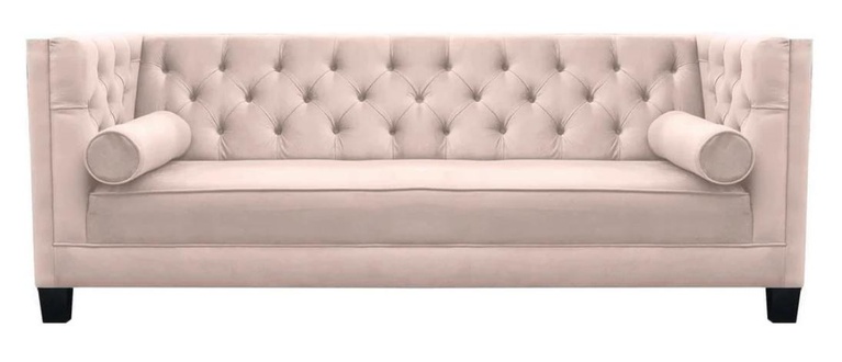Design Couch Upholstered Sofa Chesterfield Pink Three-Seater Fabric Living Room