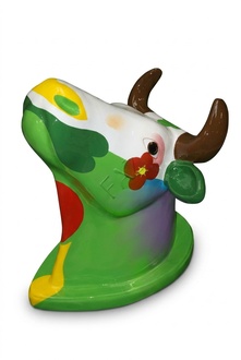 Multi colored decorative gloss cow head sculpture 75cm height