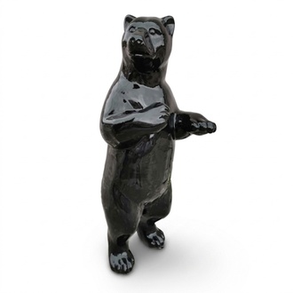 Decorative full black painted gloss bear sculpture 178cm height