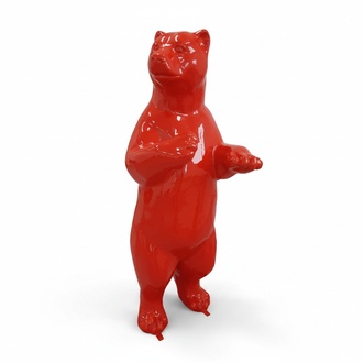 Decorative full black colored gloss bear sculpture 178cm height