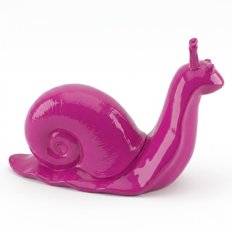 Decorative sculpture designed as a full pink colored gloss snail 50x100cm