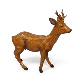 Full light brown colored gloss deer decorative sculpture 76x80cm