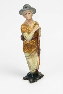 Young shepherd with a cane standing on a stone decorative sculpture 84cm