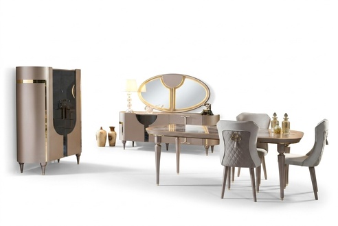 Design dining room set 8pcs dining table chair dresser display cabinet mirror dining tables wood