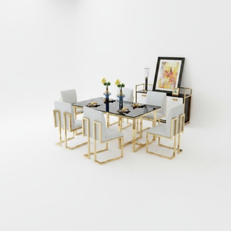 Design dining table wood with stainless steel elements tables dining room furniture 140/150x80cm