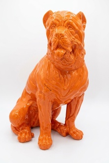 Orange gloss colored Neapolitan mastiff figure for garden decorative sculpture