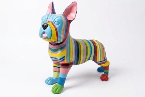 Colorful stripse painted decorative bulldog figure sculpture 183cm length C545R