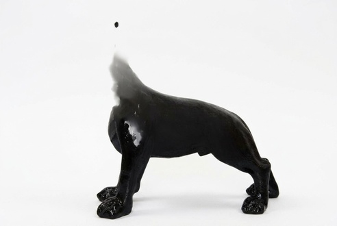 Full black painted decorative bulldog figure sculpture 183cm length C545R