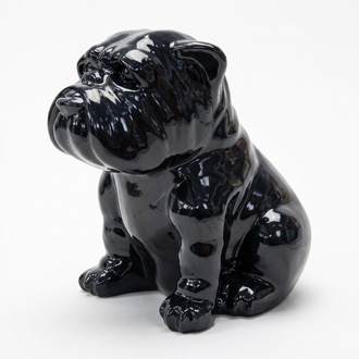 Full black colored gloss decorative design sitting puppy sculpture 60cm