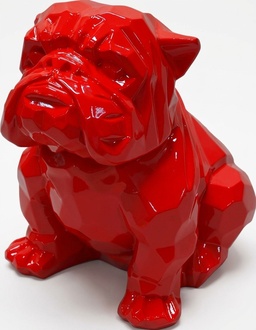 Full red colored gloss decorative sitting puppy sculpture 42cm height