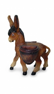 Decorative sculpture designed as dark brown colored donkey with bowls 80x60cm
