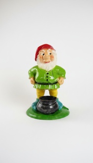 Decor figure designed as a colorful angry dwarf with a round bowl 46cm