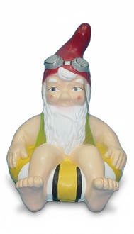 Decor figure designed as a colorful dwarf resting on a balloon 49x34cm