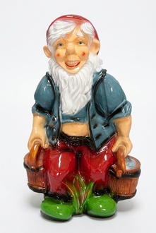 Garden decor figure designed as a dwarf with two buckets of water 68cm