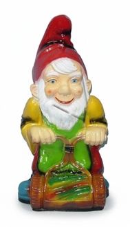 Decor figure designed as colorful dwarf with snail & amanita massive mushroom 70cm