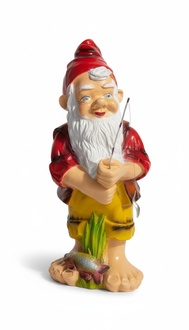 Colorful gloss decor sculpture designed as a standing dwarf fisher 80 cm