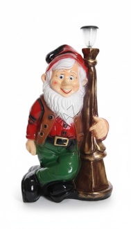 Lighting decor figure designed as a dwarf hugging a lamp post 85cm