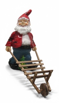 Garden decor figure designed as a dwarf carrying a wheelbarrow 95cm