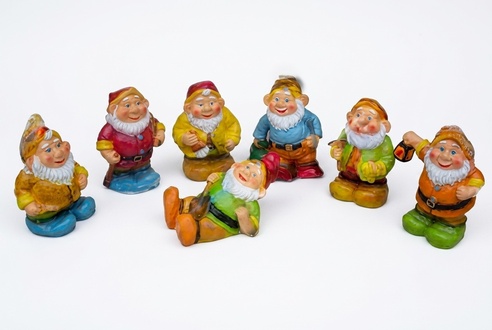 Decorative colorful garden figure designed as a happy dwarf 25cm
