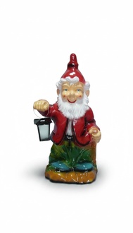 Decor lighting figure designed as a dwarf dressed in a red suit with a lamp 80cm