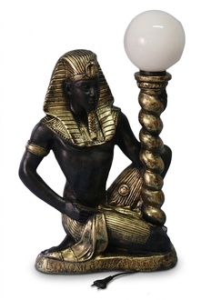 Decor light designed as a brown gold colored ancient egyptian servant holding a lamp 40cm