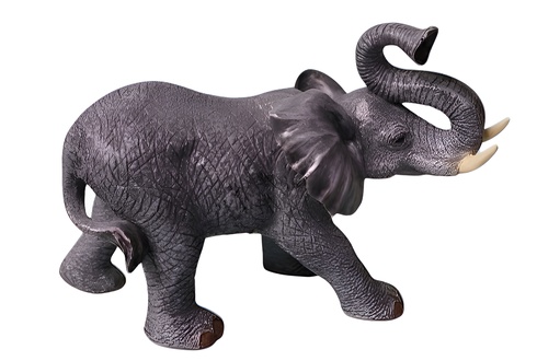 Full dark grey colored garden decorative sculpture designed as an elephant 36x65cm