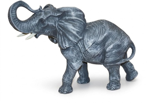 Gloss motley dark grey colored decorative garden sculpture designed as an old elephant 43x62x26cm