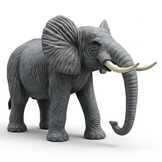 Full silver colored massive decorative elephant figure for garden 220x170x330cm sizes