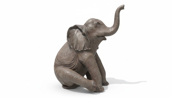 Decorative garden sculpture of sitting baby elephant figure 146cm height