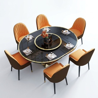 Design dining room chair set metal tables armchairs 6x chairs + table set new