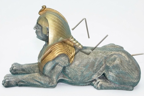 Decorative sculpture designed as ancient egyptian sphinx 40 x 74 cm