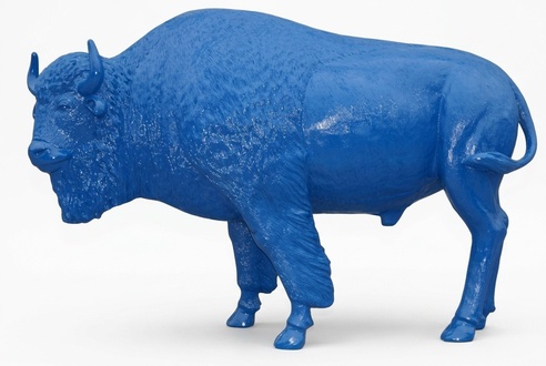 Full blue painted decorative buffalo figure sculpture 270x180cm sizes