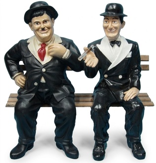 Happy flip & flap sitting on a wooden bench decorative figure 65cm