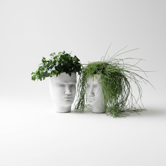 Design Flower Pot Top Planter Vessel Pots Figure Face Sculpture S204025