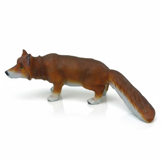 Decorative sculpture designed as hunting motler dark orange & beige colored fox 29x70cm