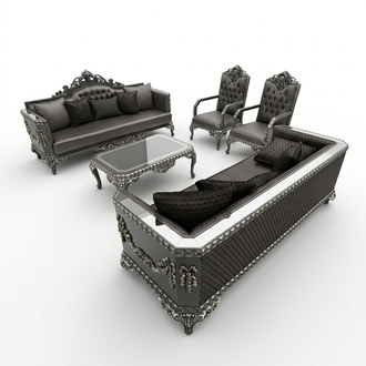 Design Furniture Living Room Sofa Set 2x Sofa + 2x Armchair + Coffee Table