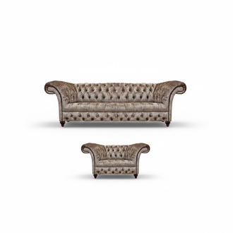 Design Furniture Luxury Sofa Couch Three Seater Chesterfield Beige Armchair Furnishings