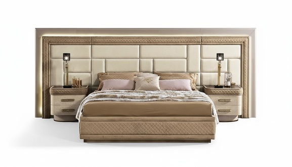 Design furniture modern luxury beds new bed 2x bedside table 3 piece bedroom set