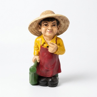 Decorative sculpture designed as a gardener boy with a water can 69cm