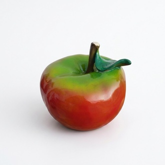 Decorative sculpture designed as an original red green colored apple 48cm