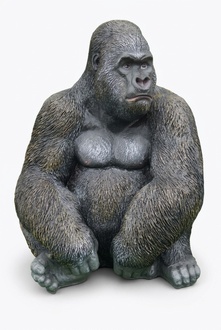 Motley black colored garden decorative sculpture designed as sitting gorilla 73x60cm