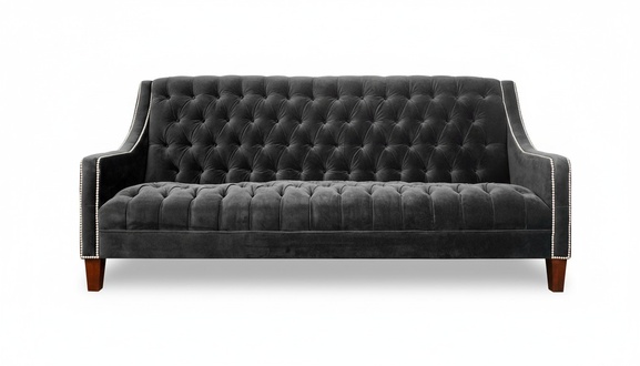 Chesterfield Sofa 3-Seater Grey Textile Unique Design Couch Comfortable Living Room Sofa New