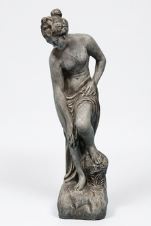 Classic style decor sculpture of dark grey colored semi-naked lady 89cm