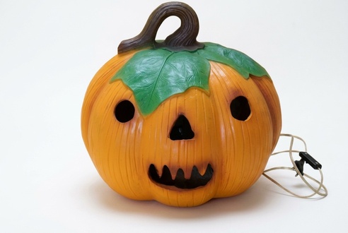 Decor lighting designed as a dark orange halloween pumpkin 40x46cm