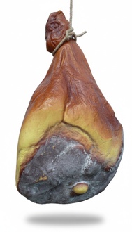 Original brown colored decor figure designed as a ham 52x30cm