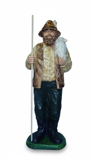 XXL decorative sculpture designed as happy shepherd with a lamb 151cm