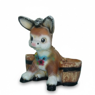 Decorative sculpture designed as gloss sitting foal with bowls 40x40x36cm
