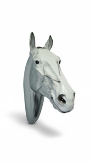 Decorative wall sculpture designed as gloss white colored horse head 80x57cm